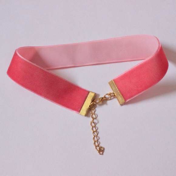 Women’s Handmade Wide Velvet Choker Necklace with Gold Toned Clasp - Picture 2 of 6